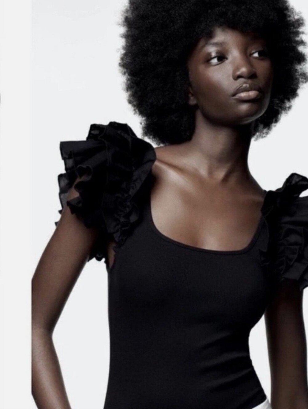 Zara Black Ruffle sleeved BODY SUIT